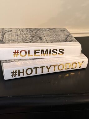 OLE MISS Rebels HOTTY TODDY Custom Books  White & Gold Dorm Decor U of M